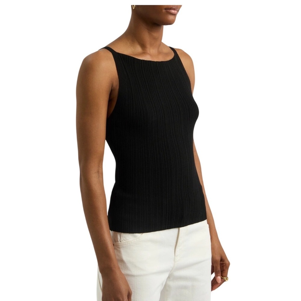 Paige Yuelia Tank Black Rib Sweater Top Stretchy XS $202 NWT